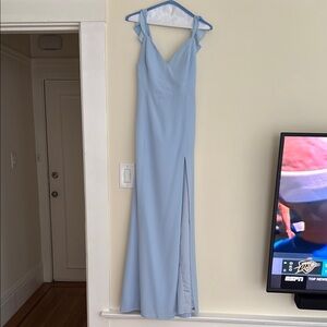 Showpo Blue Sleeveless V-Neck Maxi Gown
